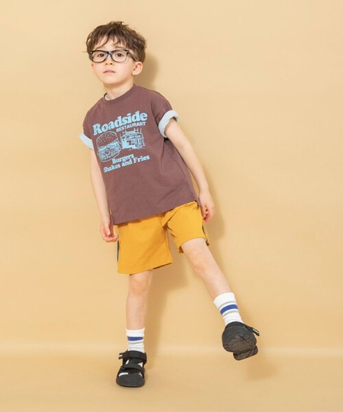 BRANSHES（ブランシェス）の「【WEB限定】吸水速乾／サイドラインハーフパンツ（その他パンツ・キッズ・ブラック/カーキオリーブ/キャメル/ネイビー・130/140/110/100/90/150/120）」の17枚目の写真