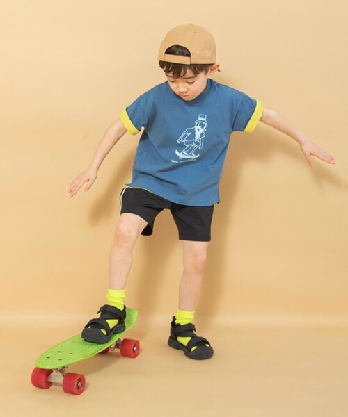 BRANSHES（ブランシェス）の「【WEB限定】吸水速乾／サイドラインハーフパンツ（その他パンツ・キッズ・ブラック/カーキオリーブ/キャメル/ネイビー・130/140/110/100/90/150/120）」の5枚目の写真