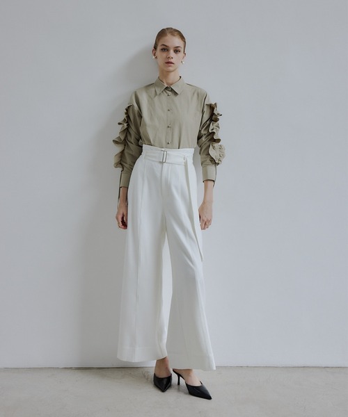 ORGUE(オルグ)の「Belted wide pants/ベルテッドワイドパンツ(スラックス・レディース・ホワイト系その他・SMALL/MEDIUM)」の6枚目の写真