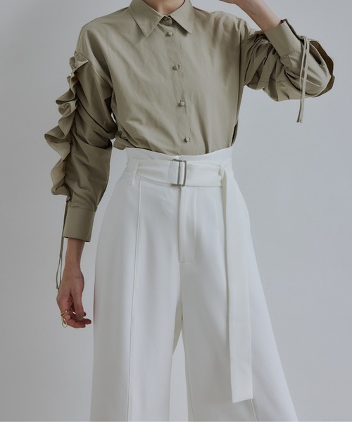 ORGUE(オルグ)の「Belted wide pants/ベルテッドワイドパンツ(スラックス・レディース・ホワイト系その他・SMALL/MEDIUM)」の5枚目の写真