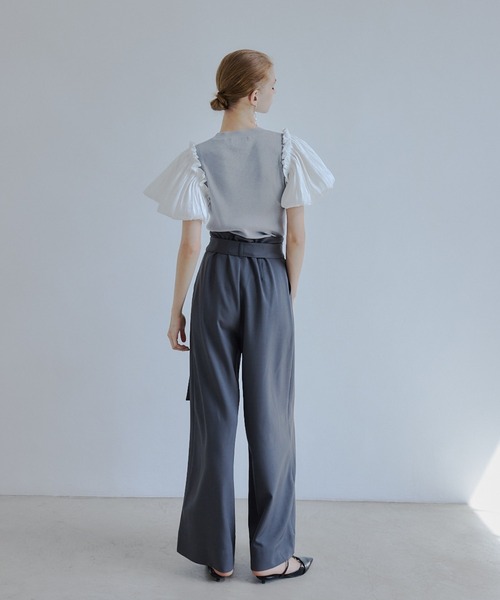 ORGUE(オルグ)の「Belted wide pants/ベルテッドワイドパンツ(スラックス・レディース・ホワイト系その他・SMALL/MEDIUM)」の2枚目の写真