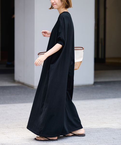 FRAMeWORK（フレームワーク）の「≪WEB限定 / 追加≫ポケットツキジャージドレス 2（ワンピース・レディース・ブラック/チャコールグレー・38/36）」の3枚目の写真