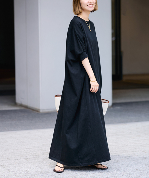 FRAMeWORK（フレームワーク）の「≪WEB限定 / 追加≫ポケットツキジャージドレス 2（ワンピース・レディース・ブラック/チャコールグレー・38/36）」の4枚目の写真