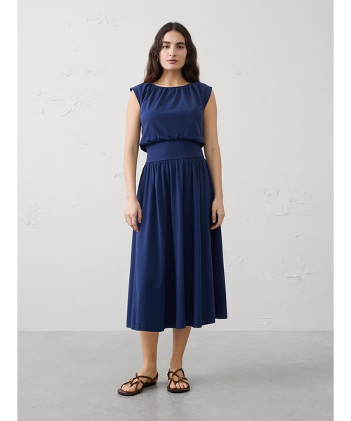BANANA REPUBLIC FACTORY STORE(バナナリパブリック ファクトリーストア)の「BANANA REPUBLIC FACTORY STORE ブラウジングウエスト ニットミディワンピース(ワンピース・レディース・ネイビー/ブラック・XS/S/M/L)」の1枚目の写真