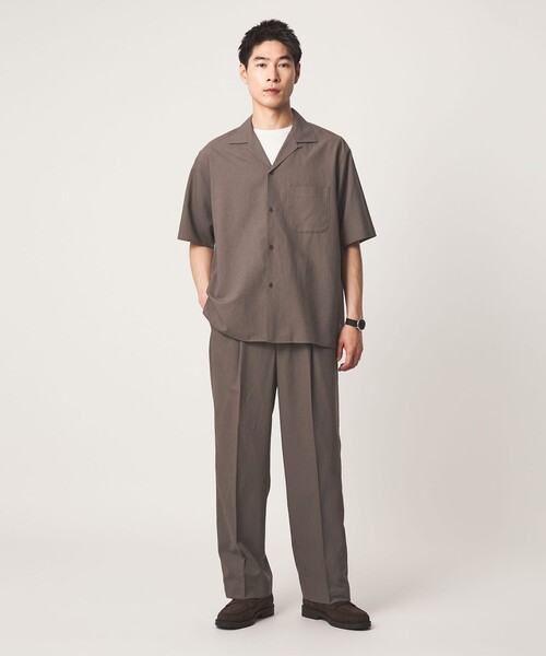 green label relaxing（グリーンレーベルリラクシング）の「TR 和紙 オープンカラー 半袖 シャツ（シャツ/ブラウス・メンズ・ダークグレー/モカ・M/S/L/XL）」の8枚目の写真