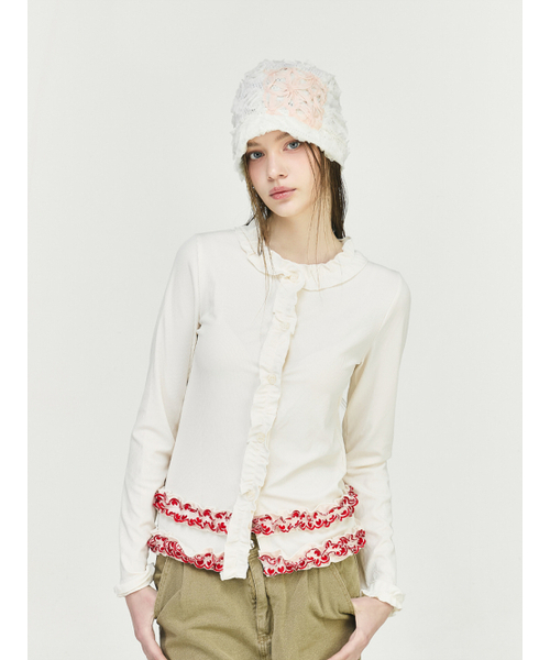 THE GREATEST(ザ グレイテスト)の「Frill Cardigan Ivory(カーディガン/ボレロ・レディース・その他・FREE)」の1枚目の写真