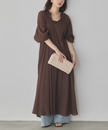 hunch（ハンチ）の「スキッパー ネックギャザーワンピース（ワンピース）」