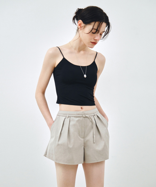MONGDOL（モンドル）の「[ベルトSET] クラシックツーピンタックショートパンツライトグレーMDPT079LGRAY（その他パンツ・レディース・その他・SMALL/MEDIUM）」の3枚目の写真