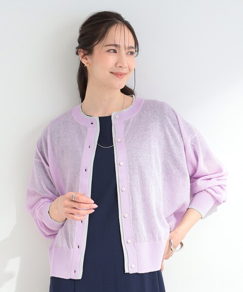 SHOO・LA・RUE(シューラルー)の「【S-LL/洗濯機可】冷房対策にもおすすめ 配色シアーカーディガン(カーディガン/ボレロ・レディース・ライトグレー/グレー/パープル・03/02/01/04)」の21枚目の写真