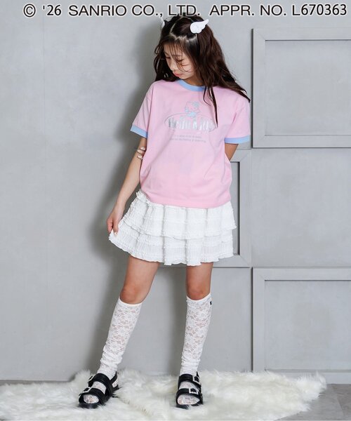 algy(アルジー)の「【ハローキティ】エンジェルリンガーTシャツ(Tシャツ/カットソー・キッズ・ピンク/オフホワイト/サックスブルー・160/150/140/130)」の7枚目の写真