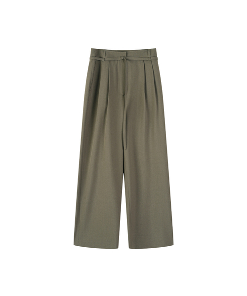 LAP(ラップ)の「ツーピンタックベルト付きワイドパンツ AS2WP464(スラックス・レディース・ダークブラウン/ブラック・SMALL/MEDIUM)」の2枚目の写真