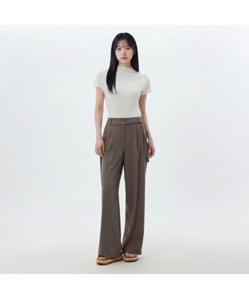 LAP(ラップ)の「ツーピンタックベルト付きワイドパンツ AS2WP464(スラックス・レディース・ダークブラウン/ブラック・SMALL/MEDIUM)」の3枚目の写真