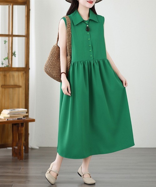 ONEP STAR(ワンピスター)の「襟付きノースリーブワンピース(ワンピース・レディース・パープル/グリーン・X-LARGE/MEDIUM/LARGE)」の11枚目の写真