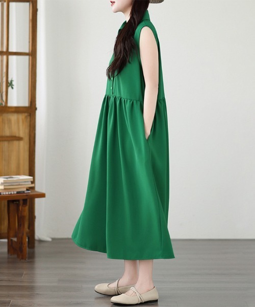 ONEP STAR(ワンピスター)の「襟付きノースリーブワンピース(ワンピース・レディース・パープル/グリーン・X-LARGE/MEDIUM/LARGE)」の12枚目の写真