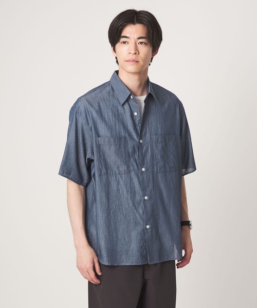 green label relaxing(グリーンレーベルリラクシング)の「2.25オンス デニム レギュラーカラー 半袖 シャツ(シャツ/ブラウス・メンズ・ネイビー/ブラック・L/S/XL/M)」の8枚目の写真