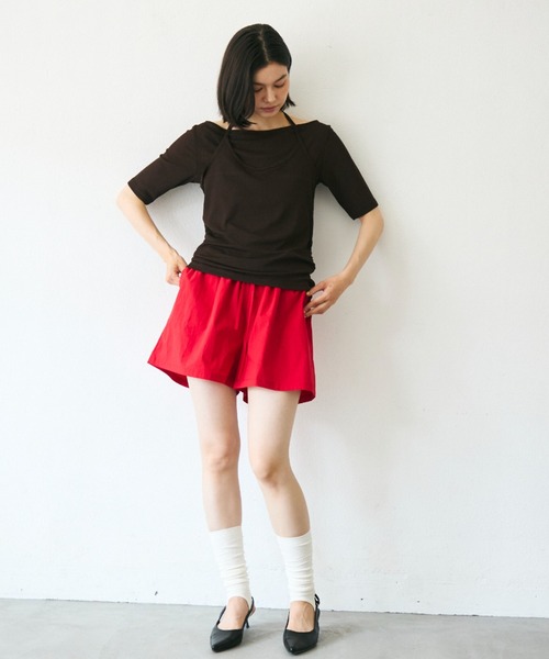 Trish(トリッシュ)の「スラブシアーホルターネックアンサンブル(Tシャツ/カットソー・レディース・ミント/イエロー/ブラウン・MEDIUM)」の4枚目の写真