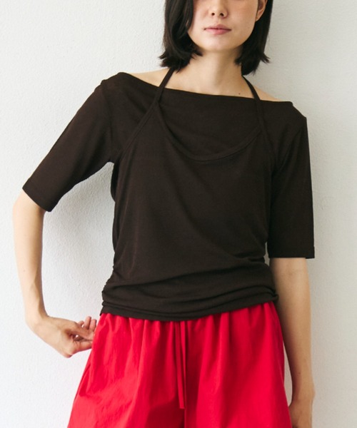 Trish(トリッシュ)の「スラブシアーホルターネックアンサンブル(Tシャツ/カットソー・レディース・ミント/イエロー/ブラウン・MEDIUM)」の14枚目の写真