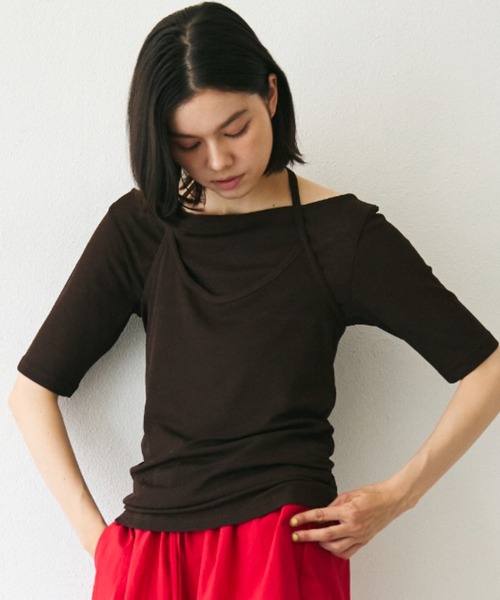 Trish(トリッシュ)の「スラブシアーホルターネックアンサンブル(Tシャツ/カットソー・レディース・ミント/イエロー/ブラウン・MEDIUM)」の13枚目の写真