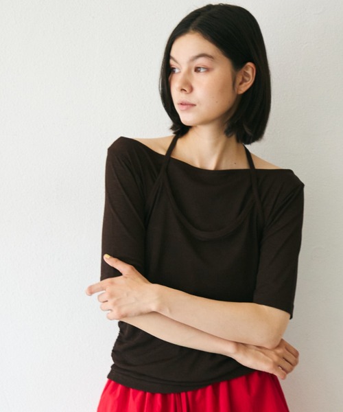 Trish(トリッシュ)の「スラブシアーホルターネックアンサンブル(Tシャツ/カットソー・レディース・ミント/イエロー/ブラウン・MEDIUM)」の15枚目の写真