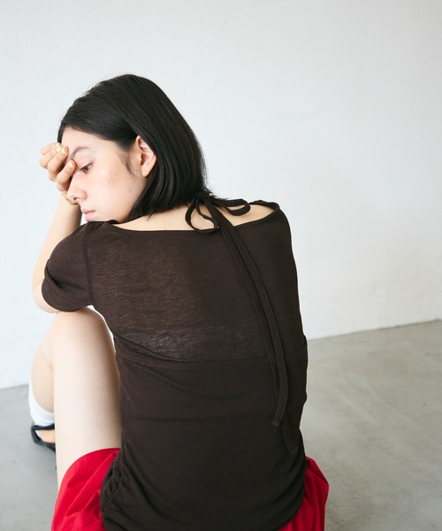 Trish(トリッシュ)の「スラブシアーホルターネックアンサンブル(Tシャツ/カットソー・レディース・ミント/イエロー/ブラウン・MEDIUM)」の10枚目の写真