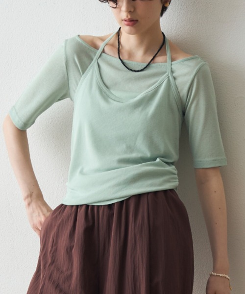 Trish(トリッシュ)の「スラブシアーホルターネックアンサンブル(Tシャツ/カットソー・レディース・ミント/イエロー/ブラウン・MEDIUM)」の19枚目の写真