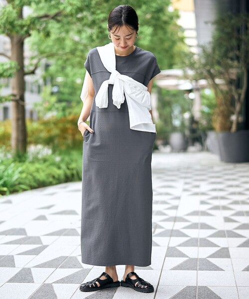 RONEL（ロネル）の「【RONEL】リラックスジャージーワンピース（ワンピース・レディース・ブラック/ダークグレー/オレンジ系その他・FREE）」の18枚目の写真