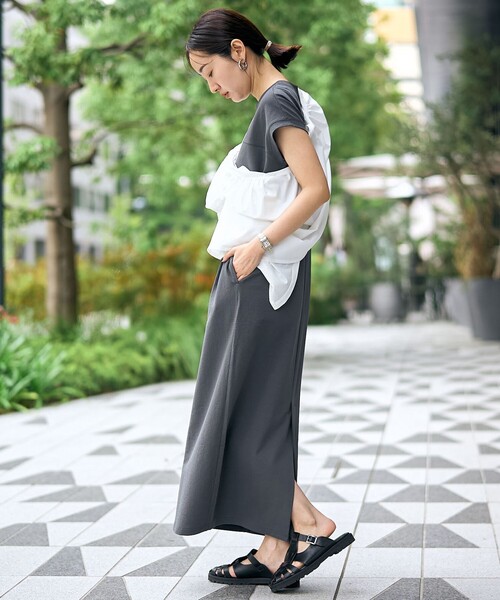 RONEL（ロネル）の「【RONEL】リラックスジャージーワンピース（ワンピース・レディース・ブラック/ダークグレー/オレンジ系その他・FREE）」の19枚目の写真