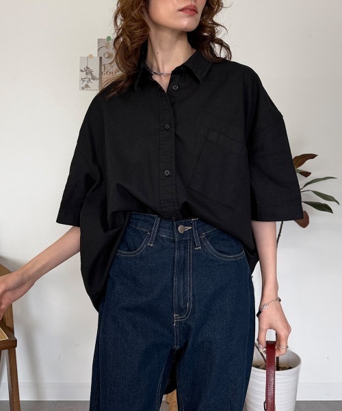 RCD(アールシーディー)の「麻綿オーバーサイズシャツ(シャツ/ブラウス・レディース・ベージュ/ブラック・LL~3L/4L~5L/M-L)」の10枚目の写真