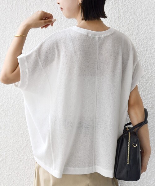 SHIPS(シップス)の「【WEB限定】シアー ワッフル スリット TEE(Tシャツ/カットソー・レディース・グリーン/ブラック/オフホワイト・ONE SIZE)」の15枚目の写真