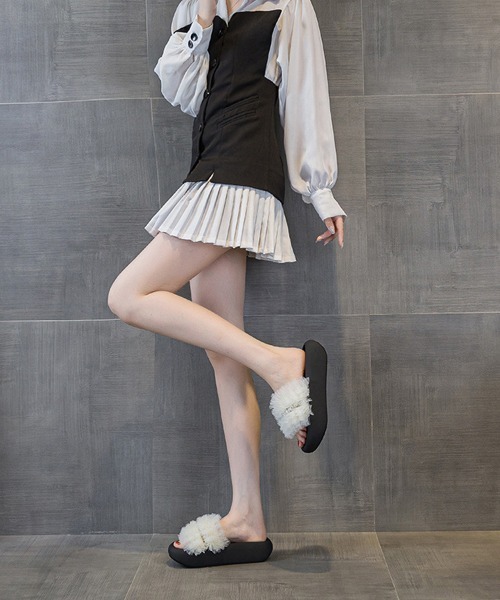 Miniministore(ミニミニストア)の「厚底 ミュールサンダル 美脚 韓国風夏靴(サンダル・レディース・ライトグレー/ホワイト/ブラック・25.0cm/24.5cm/24.0cm/23.5cm/23.0cm/22.5cm)」の7枚目の写真