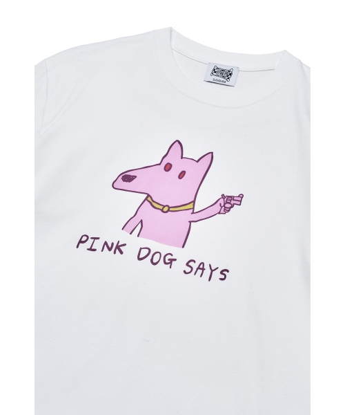 THE SCOT WRECK(ザ スコットレック)の「PINK DOG SAYS(Tシャツ/カットソー・メンズ・ホワイト・LARGE/X-LARGE/SMALL/MEDIUM)」の2枚目の写真