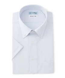 【完全ノーアイロン/アイスセンサー/冷感/汗ジミ防止/撥水加工】半袖アイシャツ ボタンダウン グレー/ネイビー
