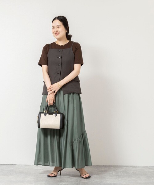 NOLLEY’S Sophi（ノーリーズソフィ）の「ウォッシャブルシアーローンアシメティアードスカート（スカート・レディース・ライトブルー/オリーブ/ブラック・38/36）」の4枚目の写真