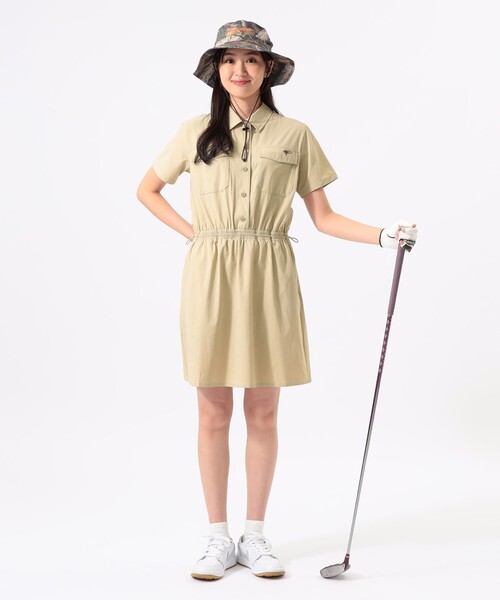 BEAMS GOLF(ビームスゴルフ)の「ORANGE LABEL / ストレッチ シャツワンピース(撥水・接触冷感)(ワンピース・レディース・ネイビー/ベージュ・MEDIUM/LARGE)」の4枚目の写真