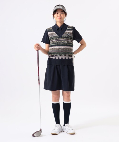 BEAMS GOLF(ビームスゴルフ)の「ORANGE LABEL / ストレッチ シャツワンピース(撥水・接触冷感)(ワンピース・レディース・ネイビー/ベージュ・MEDIUM/LARGE)」の7枚目の写真