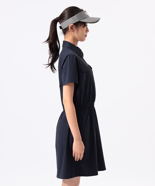 BEAMS GOLF(ビームスゴルフ)の「ORANGE LABEL / ストレッチ シャツワンピース(撥水・接触冷感)(ワンピース・レディース・ネイビー/ベージュ・MEDIUM/LARGE)」の9枚目の写真