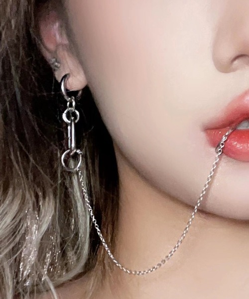 MASHIRO(マシロ)の「【MASHIRO】フェイクリップチェーンピアスイヤーカフ/ユニセックス(MA)(ピアス(両耳用)・レディース・シルバー・FREE)」の7枚目の写真