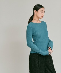 シアー リブ コットン ニット / Lightweight Sheer Ribbed Cotton Knit Top