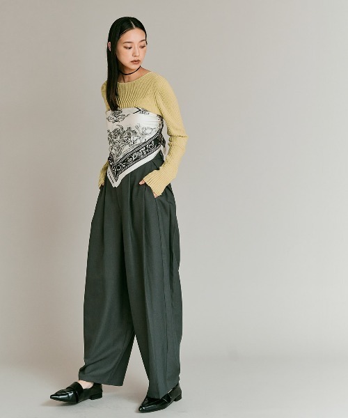 W:Huku(フーク)の「シアー リブ コットン ニット / Lightweight Sheer Ribbed Cotton Knit Top(ニット/セーター・レディース・ブルー/オフホワイト/イエロー/ワイン・FREE)」の8枚目の写真