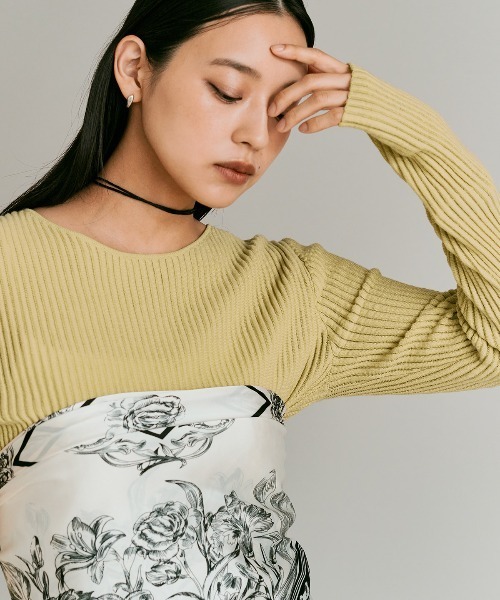 W:Huku(フーク)の「シアー リブ コットン ニット / Lightweight Sheer Ribbed Cotton Knit Top(ニット/セーター・レディース・ブルー/オフホワイト/イエロー/ワイン・FREE)」の9枚目の写真