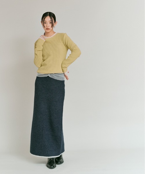 W:Huku(フーク)の「シアー リブ コットン ニット / Lightweight Sheer Ribbed Cotton Knit Top(ニット/セーター・レディース・ブルー/オフホワイト/イエロー/ワイン・FREE)」の10枚目の写真
