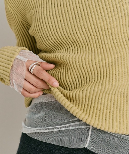 W:Huku(フーク)の「シアー リブ コットン ニット / Lightweight Sheer Ribbed Cotton Knit Top(ニット/セーター・レディース・ブルー/オフホワイト/イエロー/ワイン・FREE)」の16枚目の写真