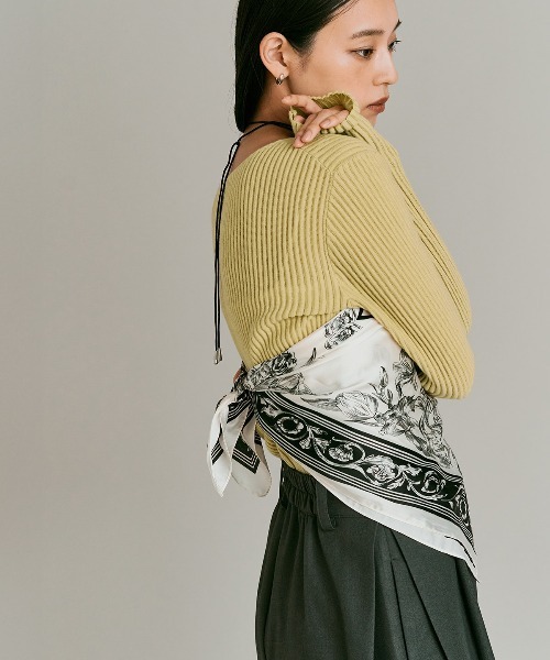 W:Huku(フーク)の「シアー リブ コットン ニット / Lightweight Sheer Ribbed Cotton Knit Top(ニット/セーター・レディース・ブルー/オフホワイト/イエロー/ワイン・FREE)」の20枚目の写真