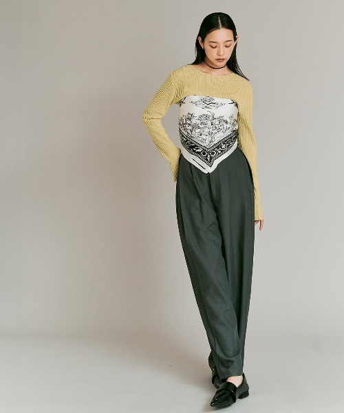 W:Huku(フーク)の「シアー リブ コットン ニット / Lightweight Sheer Ribbed Cotton Knit Top(ニット/セーター・レディース・ブルー/オフホワイト/イエロー/ワイン・FREE)」の21枚目の写真