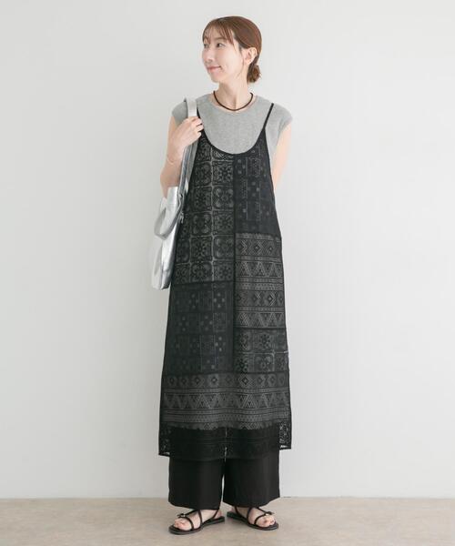 ITEMS URBANRESEARCH(アイテムズ アーバンリサーチ)の「インナー付きレースキャミワンピース(ワンピース・レディース・ブラウン/オフホワイト/ブラック・FREE)」の1枚目の写真