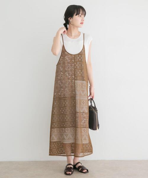 ITEMS URBANRESEARCH(アイテムズ アーバンリサーチ)の「インナー付きレースキャミワンピース(ワンピース・レディース・ブラウン/オフホワイト/ブラック・FREE)」の10枚目の写真