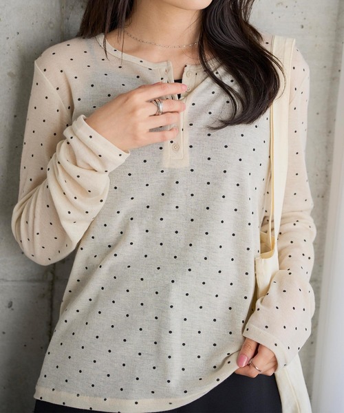 KOBE LETTUCE(コウベレタス)の「ヘンリーネックシアーカットソー(Tシャツ/カットソー・レディース・ブラック/オフホワイト/ホワイト系その他/ベージュ系その他/イエロー系その他・M)」の19枚目の写真