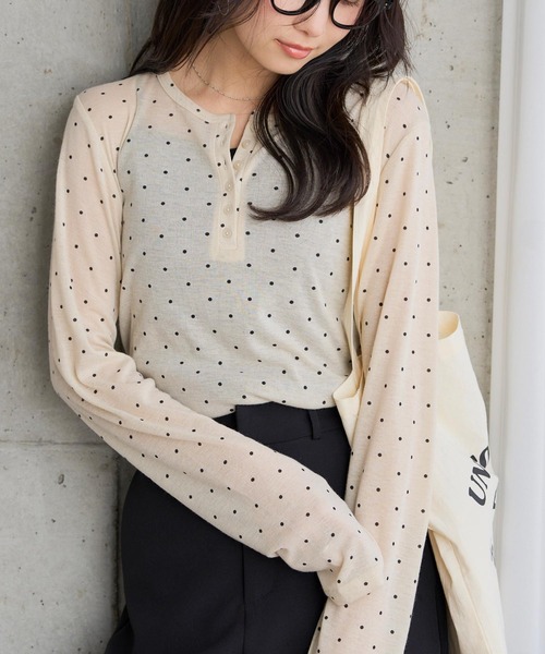 KOBE LETTUCE(コウベレタス)の「ヘンリーネックシアーカットソー(Tシャツ/カットソー・レディース・ブラック/オフホワイト/ホワイト系その他/ベージュ系その他/イエロー系その他・M)」の18枚目の写真