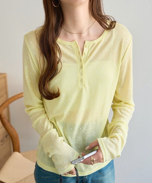 KOBE LETTUCE(コウベレタス)の「ヘンリーネックシアーカットソー(Tシャツ/カットソー・レディース・ブラック/オフホワイト/ホワイト系その他/ベージュ系その他/イエロー系その他・M)」の17枚目の写真