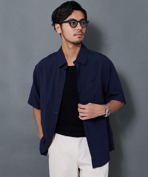 BENUSTA(ベヌスタ)の「『BENUSTA/ベヌスタ』半袖シャツ【GC】(シャツ/ブラウス・メンズ・ネイビー/グリーン・L/M)」の1枚目の写真